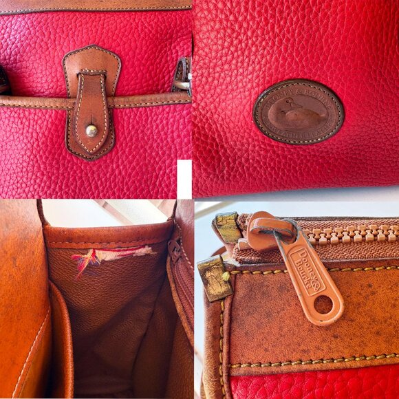 Dooney & Bourke Bag AWL Red & Tan Leather Shoulder Satchel Vintage DAMAGED - Picture 11 of 11